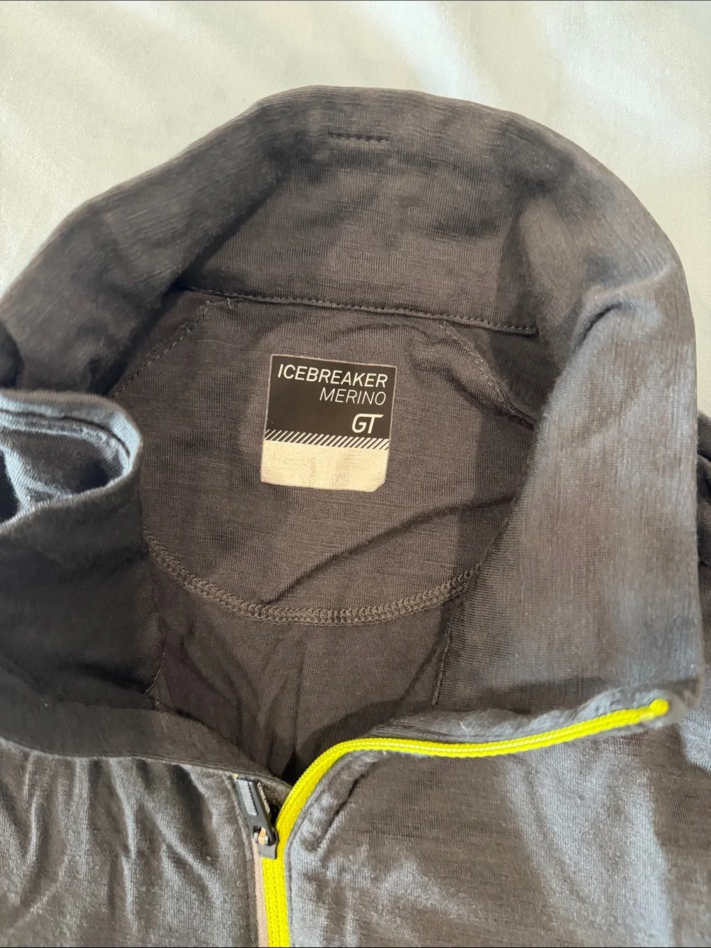 Icebreaker Men's Gray Half-Zip Pullover with Yellow Trim